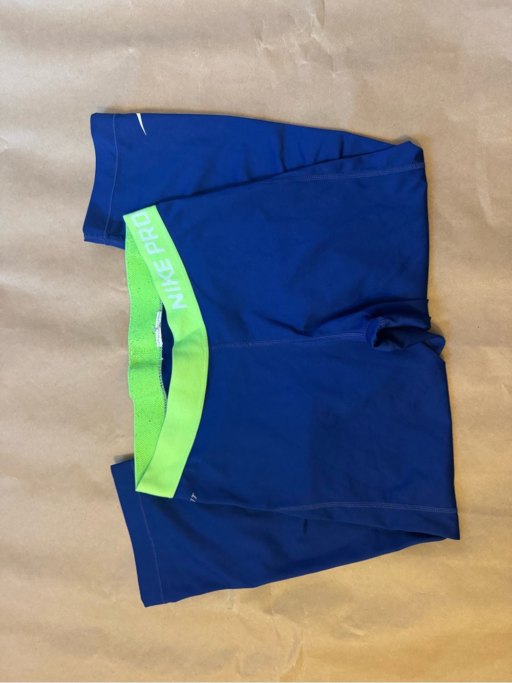 Nike Royal Blue Leggings with Neon Green Waistband